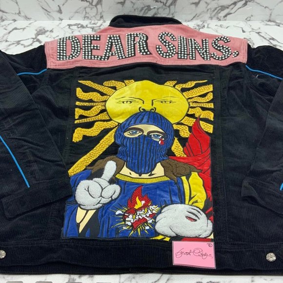 Men’s Frost Original Dear Sins Black | Pink Corduroy Jacket NWT - Picture 4 of 7